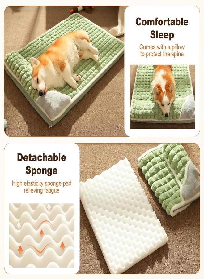 GLIVE (LABEL) Dog Beds Crate Pad for Medium/Large Dogs Fit Metal,Ultra Soft, Washable & Anti-Slip Kennel Pad for Dogs Cozy Sleeping Mat Dog Sleeping Pad with Pillow - Image 4